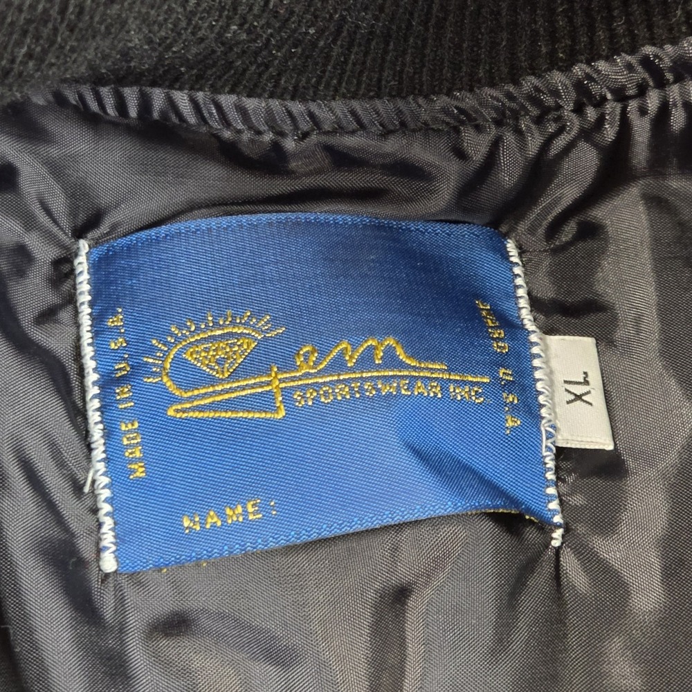Vintage Gem Sportswear Wool Varsity Jacket Mens XL Black Orange Made in USA - Picture 4 of 7
